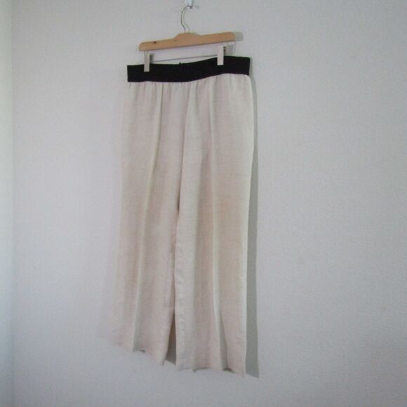 Alfani Women's Pants Large Beige Linen Pull On Wide Leg Coastal Beach Lagenlook - Picture 5 of 8